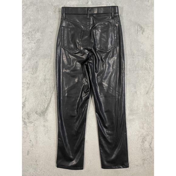 Abercrombie & Fitch Faux Leather Pants Sz 4 Black 90s Straight Punk Rock Edgy - Picture 9 of 12